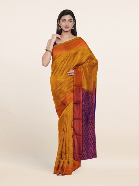 

Pothys Mustard & Purple Woven Design Zari Pure Silk Saree