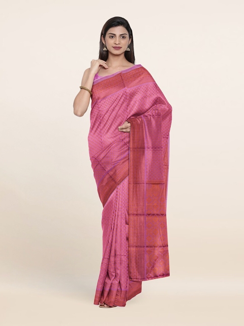 

Pothys Lavender & Gold-Toned Woven Design Zari Pure Silk Saree