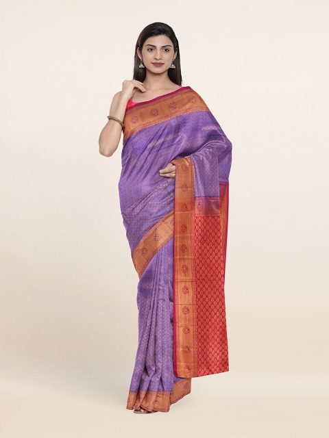 

Pothys Violet & Red Woven Design Pure Silk Saree