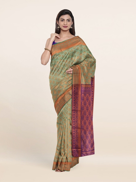 

Pothys Green & Navy Blue Ethnic Motifs Pure Silk Saree