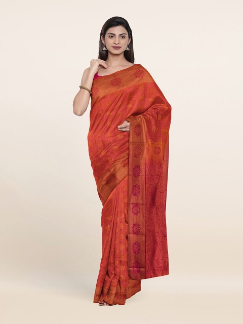 

Pothys Pink & Gold-Toned Woven Design Zari Pure Silk Saree