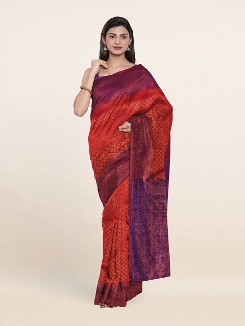 

Pothys Fuchsia & Navy Blue Ethnic Motifs Zari Pure Silk Saree