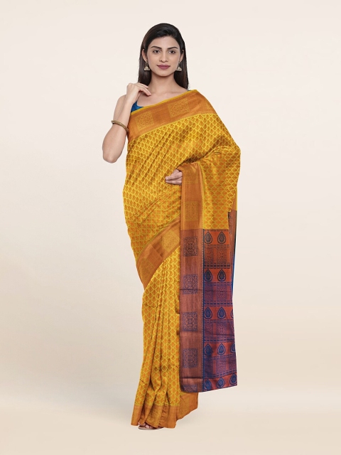 

Pothys Yellow & Blue Ethnic Motifs Pure Silk Saree