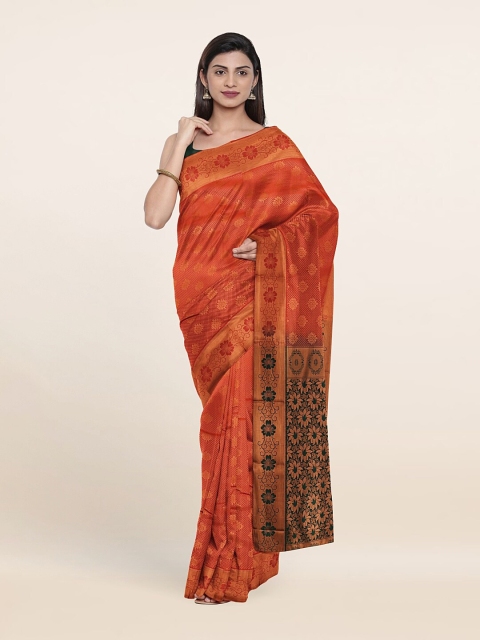 

Pothys Orange & Green Woven Design Pure Silk Saree