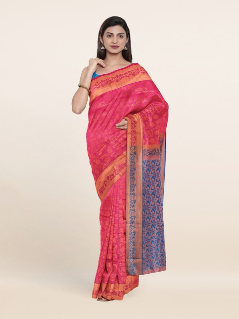 

Pothys Pink & Blue Woven Design Zari Pure Silk Saree