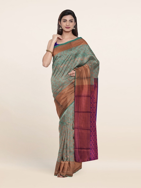 

Pothys Green & Gold-Toned Woven Design Zari Pure Silk Saree