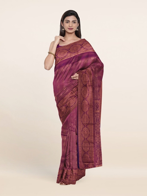

Pothys Purple & Gold-Toned Woven Design Zari Pure Silk Saree