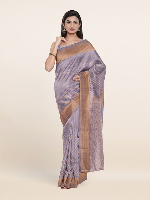 

Pothys Lavender & Gold-Toned Woven Design Zari Pure Silk Saree