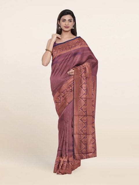 

Pothys Lavender & Gold-Toned Woven Design Zari Pure Silk Saree