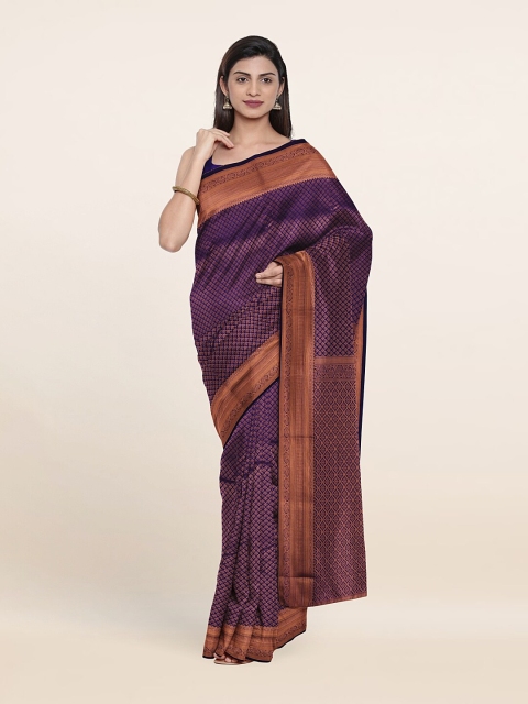 

Pothys Violet & Copper-Toned Ethnic Motifs Zari Pure Silk Saree