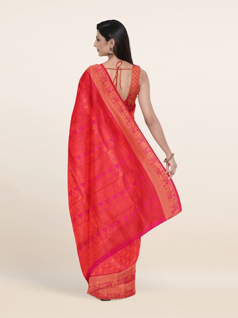 

Pothys Pink Floral Zari Pure Silk Saree