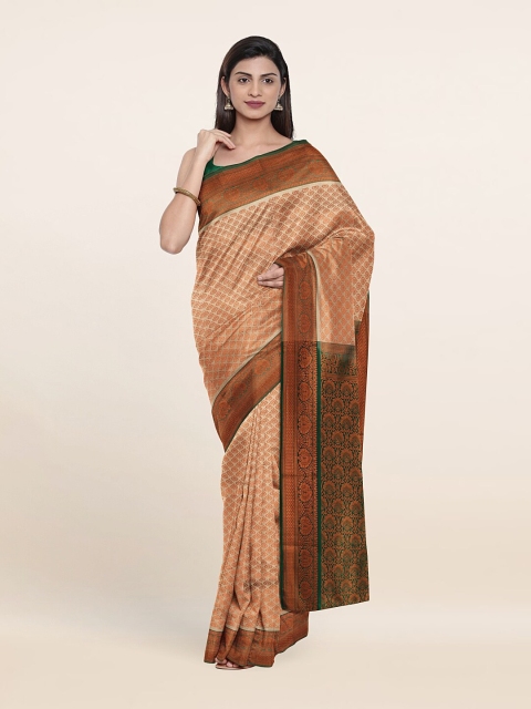 

Pothys Cream-Coloured & Green Woven Design Pure Silk Saree