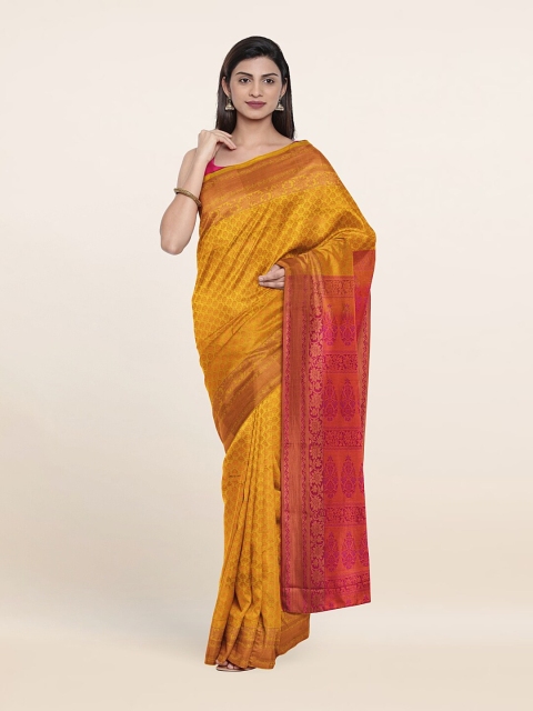 

Pothys Yellow & Red Ethnic Motifs Zari Pure Silk Saree