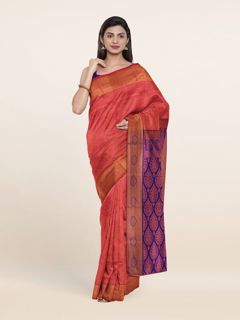 

Pothys Pink & Navy Blue Ethnic Motifs Zari Pure Silk Saree