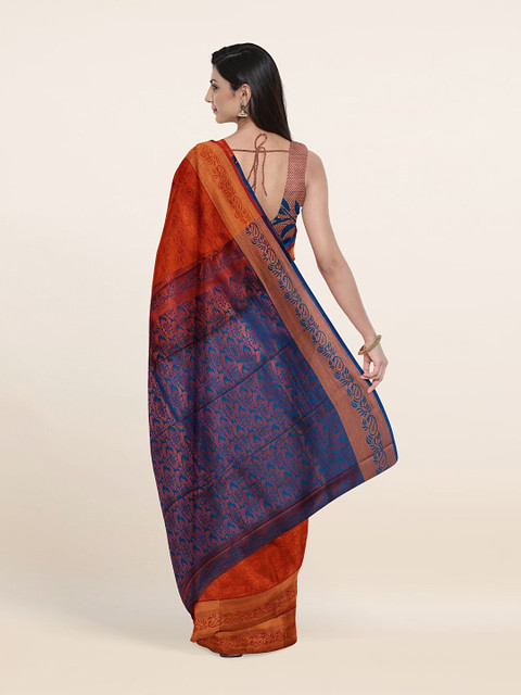 

Pothys Orange & Navy Blue Woven Design Zari Pure Silk Saree