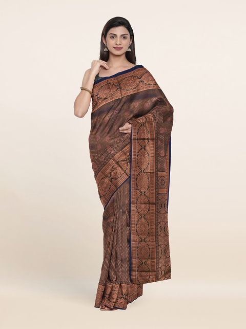 

Pothys Copper-Toned Floral Zari Pure Silk Saree