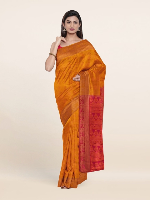 

Pothys Yellow & Magenta Woven Design Pure Silk Saree