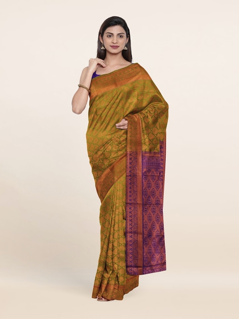 

Pothys Green & Navy Blue Floral Zari Pure Silk Saree