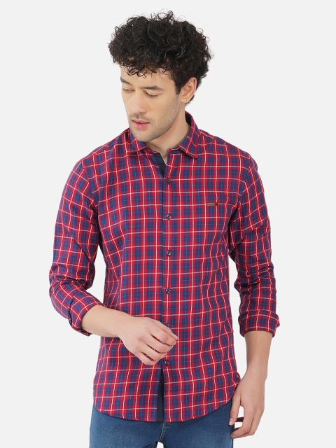 

OUTLAWS Men Blue Comfort Slim Fit Tartan Checks Checked Casual Shirt