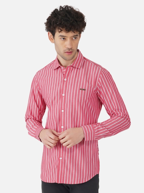 

OUTLAWS Men White Comfort Slim Fit Striped Casual Shirt
