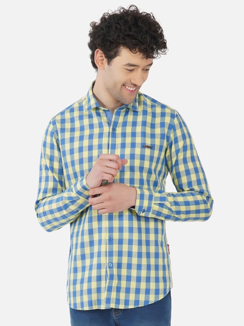 

OUTLAWS Men Blue Comfort Slim Fit Gingham Checks Checked Casual Shirt