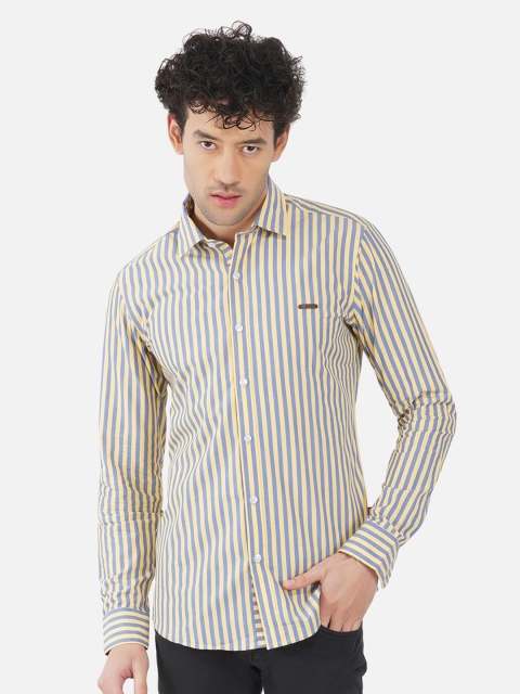 

OUTLAWS Men Blue Comfort Slim Fit Striped Casual Shirt
