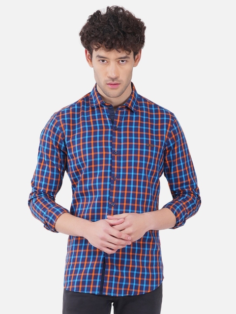 

OUTLAWS Men Blue Comfort Slim Fit Checked Casual Shirt