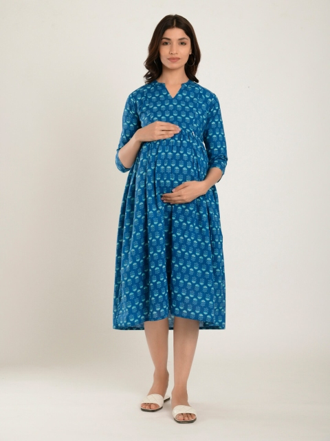 

CRAFIQA Blue Printed Nursing Nightdress