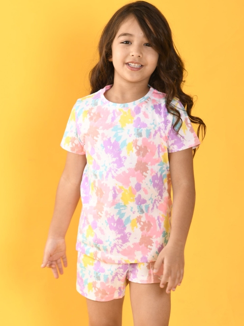 

Anthrilo Girls Pink & Blue Printed Night suit