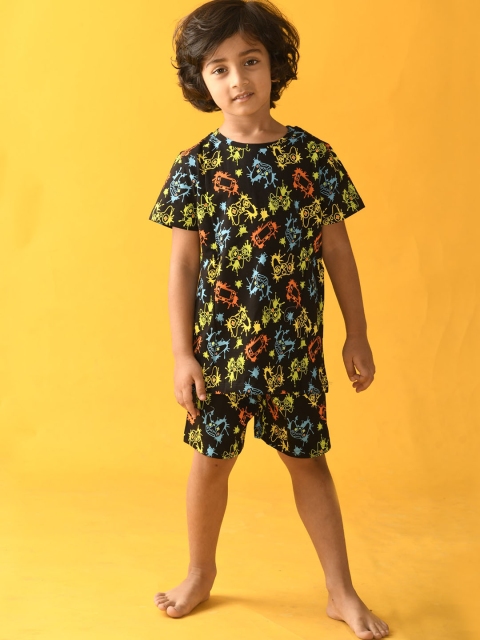 

Anthrilo Boys Black & Blue Printed Night suit