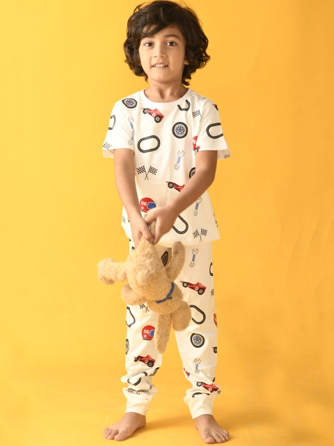 

Anthrilo Boys White & Black Printed Night suit