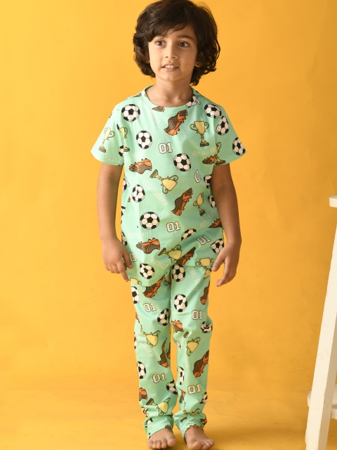 

Anthrilo Boys Green & Brown Printed Night suit