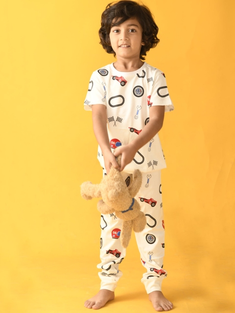 

Anthrilo Boys White & Black Printed Night suit