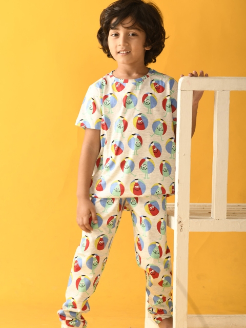 

Anthrilo Boys Grey & Red Printed Night suit