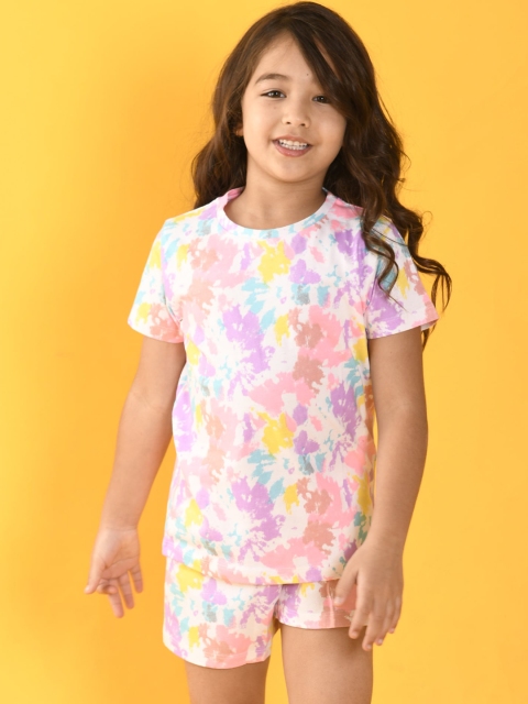 

Anthrilo Girls Pink & Blue Printed Night suit