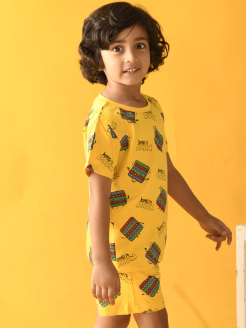 

Anthrilo Boys Yellow & Blue Printed Night suit