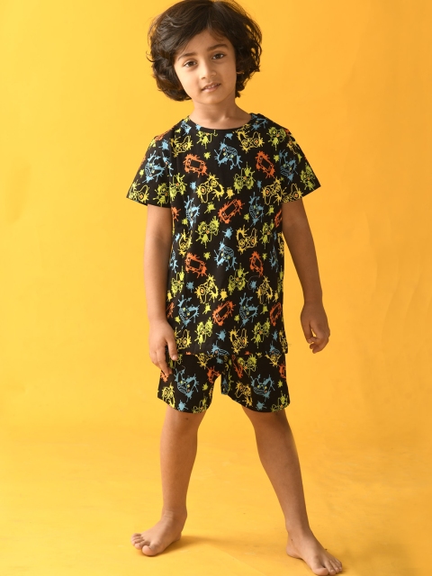 

Anthrilo Boys Black & Yellow Printed Night suit