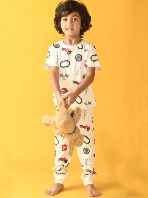 

Anthrilo Boys White & Red Printed Night suit