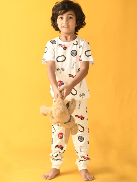 

Anthrilo Boys White & Red Printed Night suit
