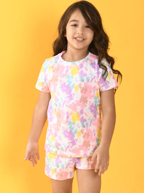 

Anthrilo Girls Pink & Blue Printed Night suit