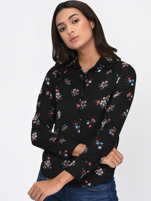 

Rigo Women Black Comfort Floral Printed Casual Shirt