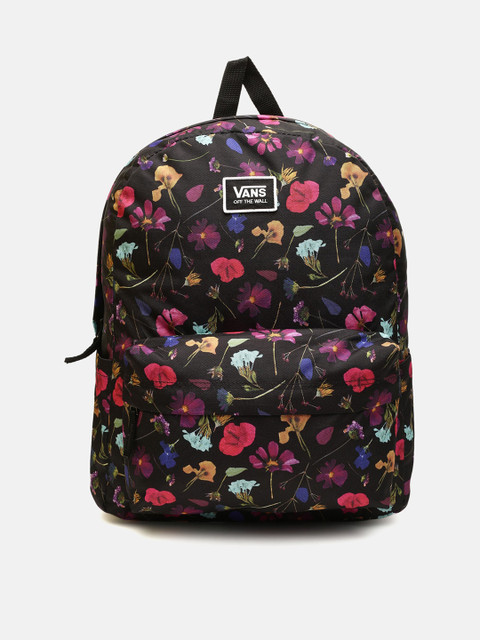 

Vans Women Black Graphic Backpack with Compression Straps