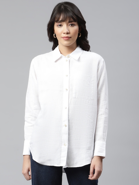 

Marks & Spencer Women White Solid Pure Linen Casual Shirt