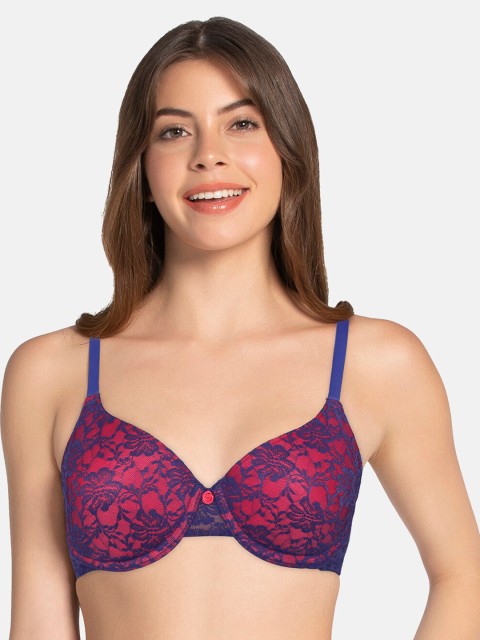 

Amante Blue & Pink Floral Bra Underwired Lightly Padded