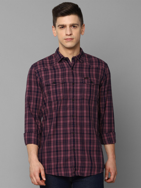 

Allen Solly Men Magenta Tartan Checks Casual Shirt