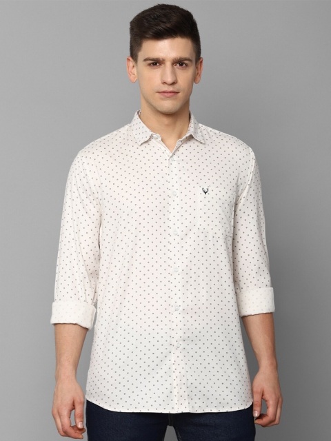 

Allen Solly Men Cream-Coloured Slim Fit Printed Pure Cotton Casual Shirt
