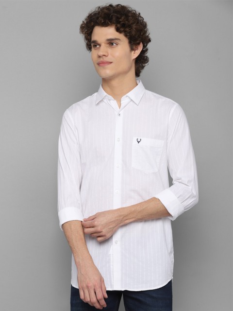 

Allen Solly Men White Slim Fit Striped Casual Shirt
