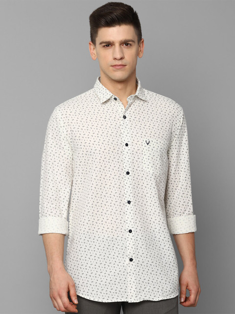 

Allen Solly Men Cream-Coloured Slim Fit Printed Casual Shirt