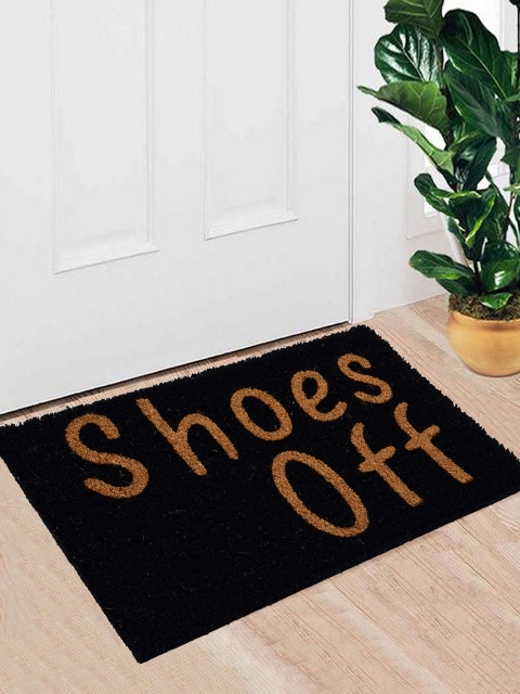 

Saral Home Black Rectangular Anti-Skid Coir Printed Doormat