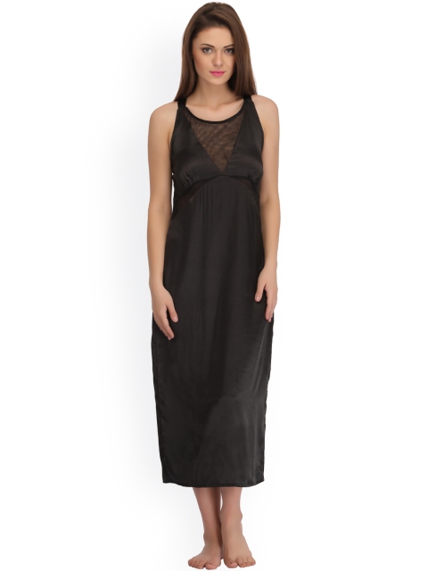

Clovia Black Satin Maxi Nightdress NS0764P13